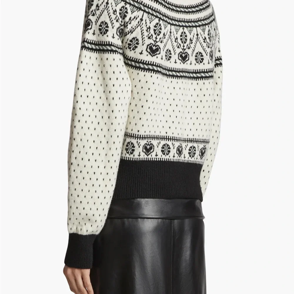 KHAITE Black and Cream Patterned Cardigan - Picture 3 of 8